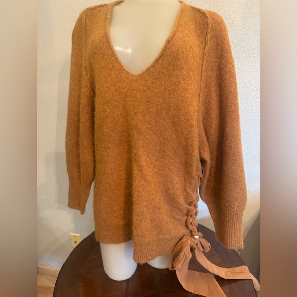 FREE PEOPLE “BE MINE” BROWN OVERSIZED TUNIC SWEATER - Picture 1 of 6
